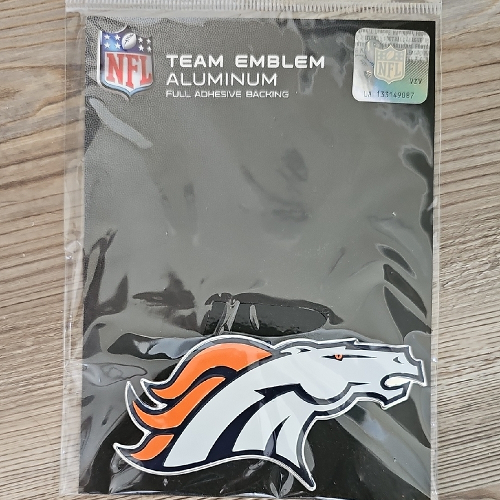 NWT NFL Denver Broncos Emblem Aluminum - Full Adhesive Backing